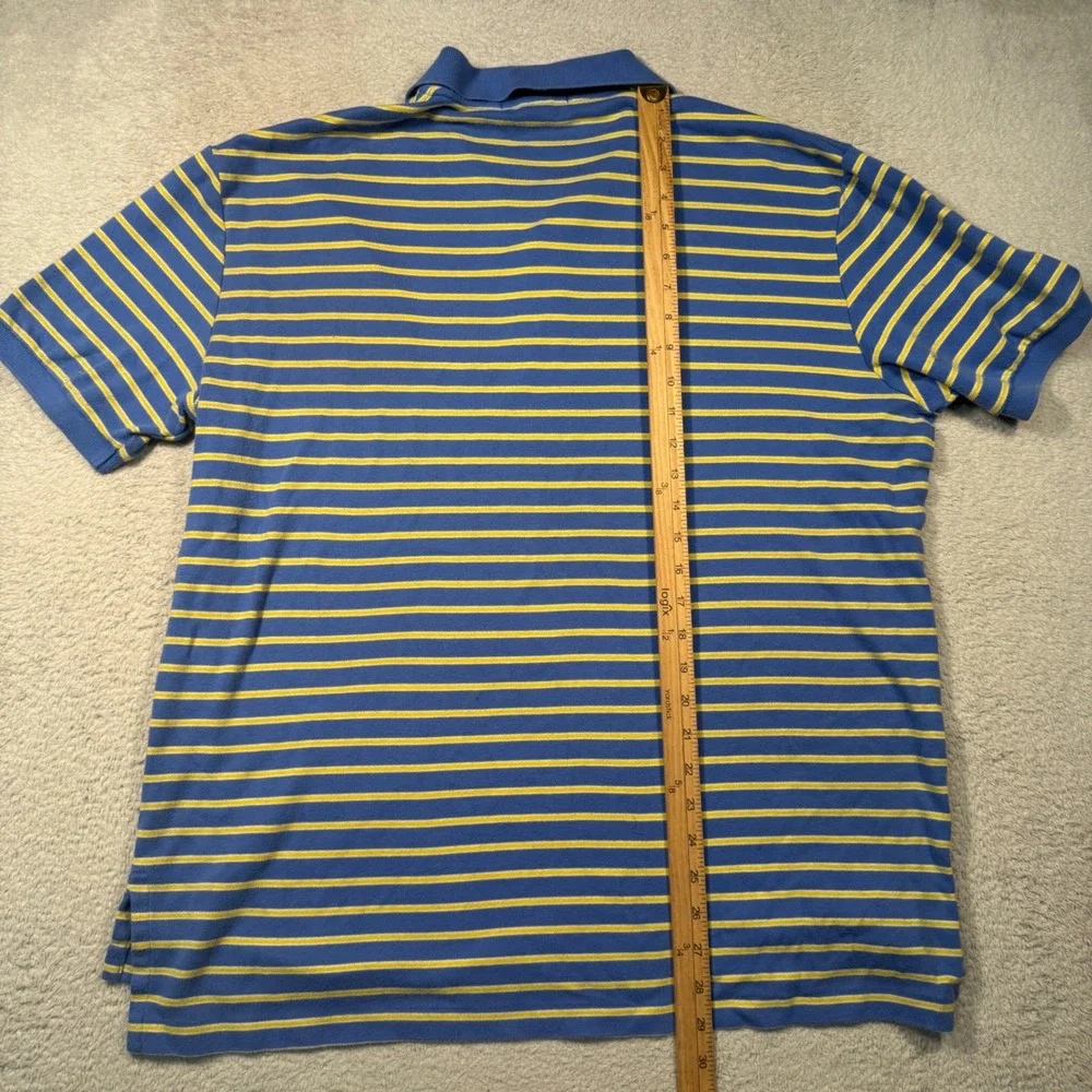 Polo Ralph Lauren Shirt Mens XL Blue Yellow Striped Pink Pony Vintage 90s Preppy